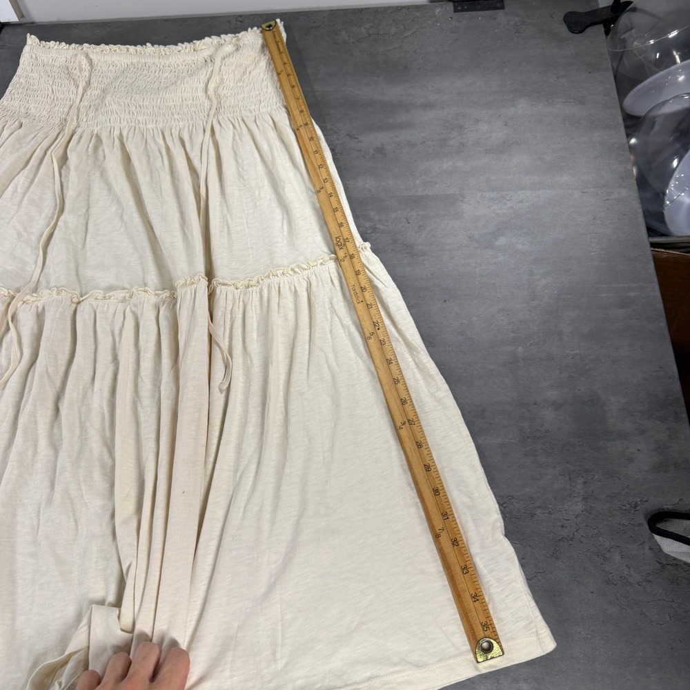 American Eagle Skirt Womens L Smocked Tiered Maxi Cream Cotton NEW Cottage - Picture 7 of 10